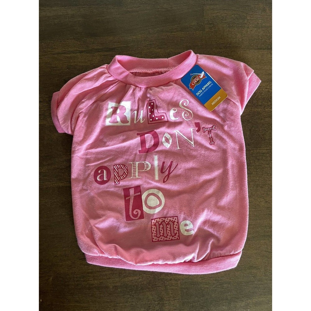 Great Choice Doggy T-shirt Size Medium Pink “Rules Don’t Apply To Me” NEW